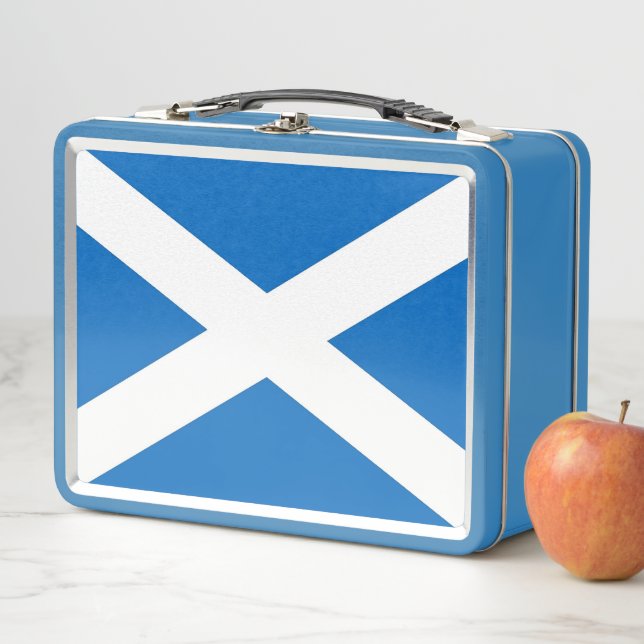 Lunchbox en métal inoxydable avec drapeau écossais (En situation)
