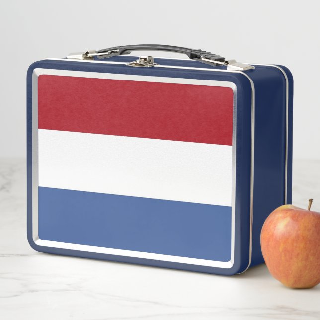 Lunchbox en métal inoxydable avec drapeau Pays-Bas (En situation)