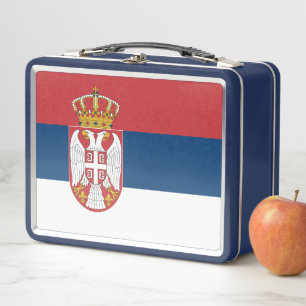 Lunchbox en métal inoxydable avec drapeau serbe