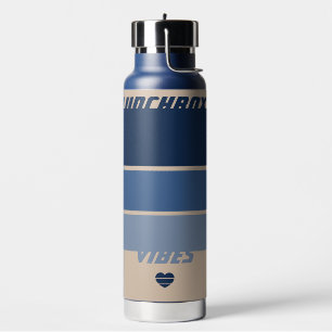 Lunchbox Vibes Retro Beige & Blue Colorway Stripe Water Bottle