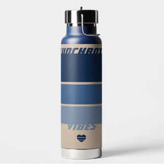 Lunchbox Vibes Retro Beige & Blue Colorway Stripe Water Bottle