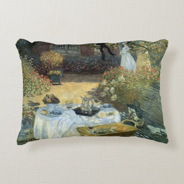 Luncheon by Claude Monet, Vintage Impressionism Accent Pillow (Front)