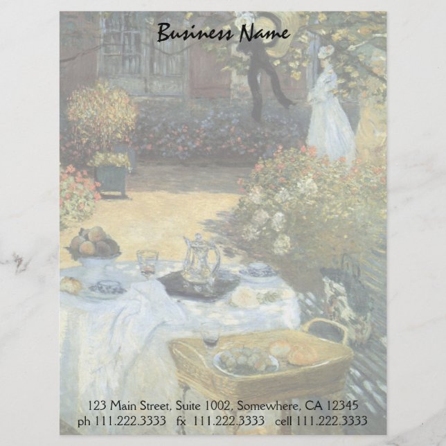 Luncheon by Claude Monet, Vintage Impressionism Letterhead (Front)