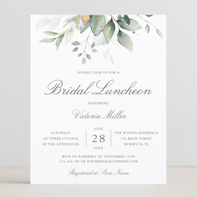 Luncheon de mariage avec feuilles d'eucalyptus à b (Créateur téléchargé)