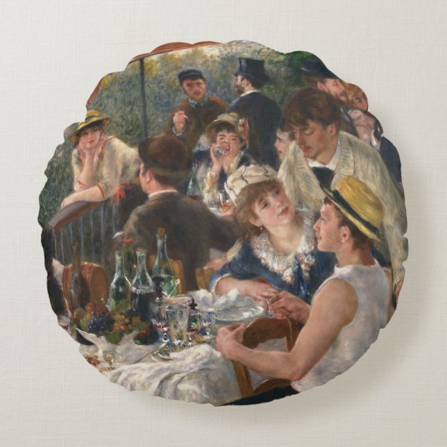 Luncheon of the Boating Party - Auguste Renoir Round Pillow (Front)