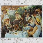Luncheon of the Boating Party by Pierre Renoir Jigsaw Puzzle<br><div class="desc">Luncheon of the Boating Party (1881) by Renoir is a vintage impressionism fine art painting. Fellow artist Gustave Caillebotte is seated in the lower right. Renoir's future wife Aline Charigot is in the foreground playing with a small dog. A group of Renoir's friends relaxing and enjoying a casual afternoon lunch...</div>