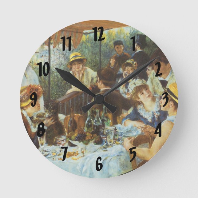 Luncheon of the Boating Party by Pierre Renoir Round Clock (Front)