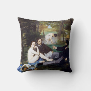 Luncheon on the Grass, Manet Throw Pillow