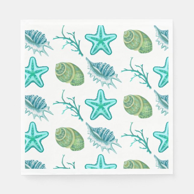 Luncheon Paper Napkins-Shells Napkin (Front)