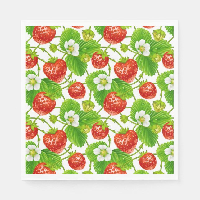 Luncheon Paper Napkins-Strawberries Napkin (Front)