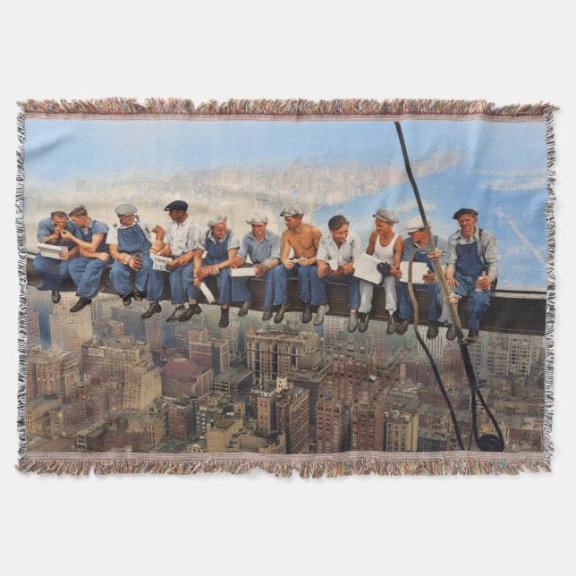 Lunchtime Atop a Skyscraper Remastered 1932 Throw Blanket (Front)