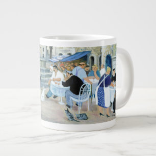 Lunchtime in a Market Square Tuscany Large Coffee Mug