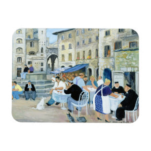 Lunchtime in a Market Square Tuscany Magnet