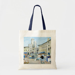 Lunchtime in a Market Square Tuscany Tote Bag