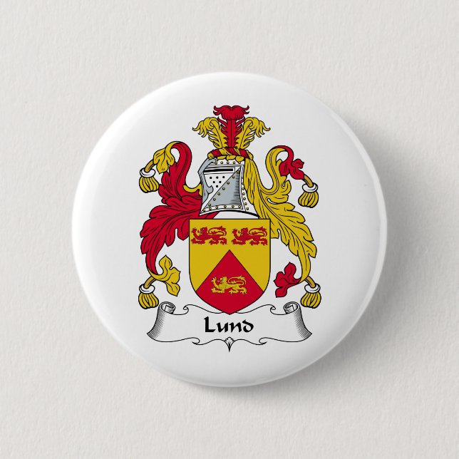 Lund Family Crest 2 Inch Round Button (Front)
