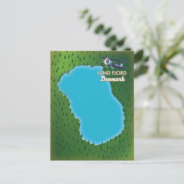 Lund Fjord Denmark map Postcard (Standing Front)