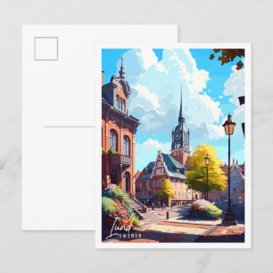 Lund Sweden vintage travel illustration Postcard
