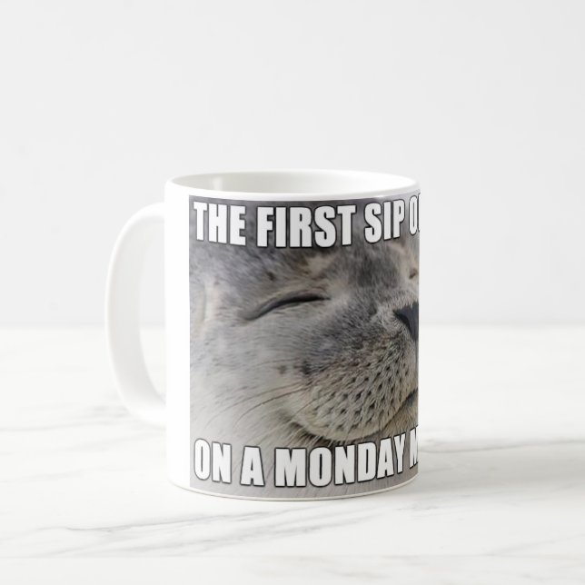 Lundi matin tasse de café drôle de Meme de joint (Devant gauche)