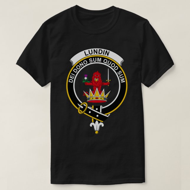 Lundin Crest Tartan Clan Scottish Clan T-Shirt (Design Front)