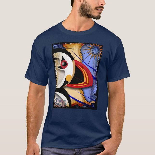 Lundy Puffin 3 Navy T-Shirt (Front)
