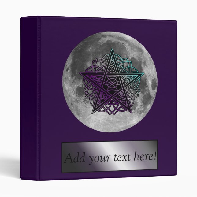 Lune avec classeur pentacle noeud celtique (Devant/Côté)