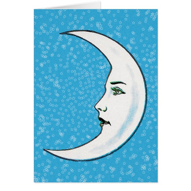 Lune blanche Croissant Avec Face Tiny Stars Aqua B (Devant)