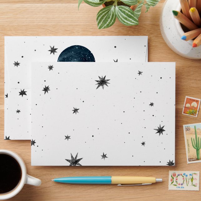 Lune céleste | Enveloppe personnalisée Ciel de nui (Desk)