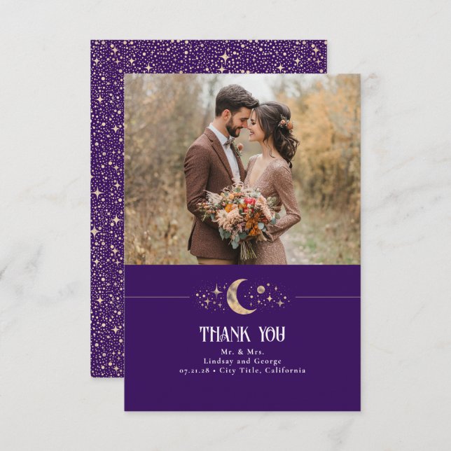 Lune céleste et étoiles Merci photo (Devant / Derrière)