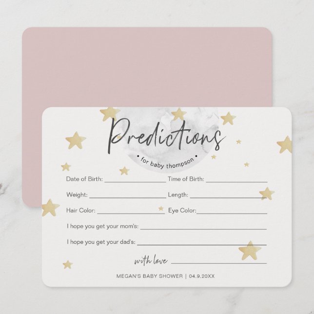 Lune commence les prédictions Carte Baby shower fi (Devant / Derrière)