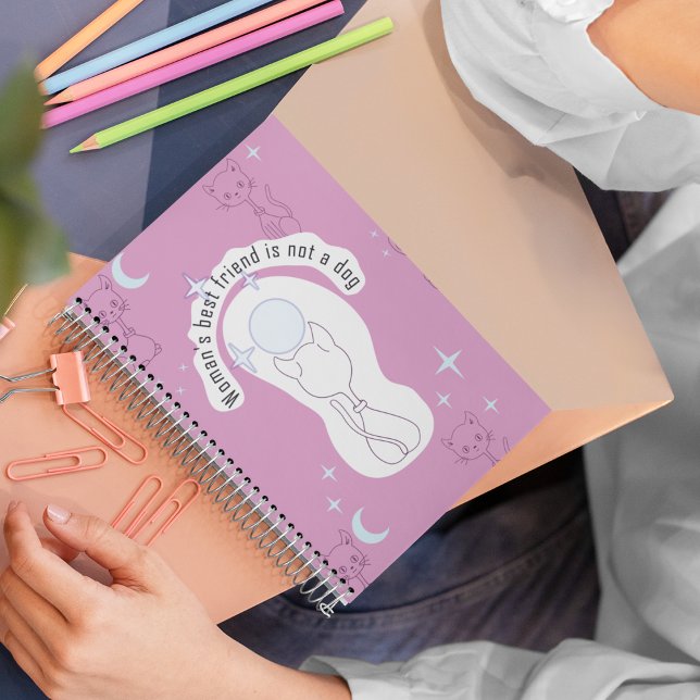 Lune de chats rose Kawaii Carnet de 8,5 pouces (Créateur téléchargé)