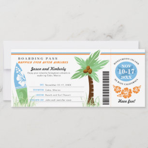 Lune de miel Carte d'embarquement Palm Tree Surf B