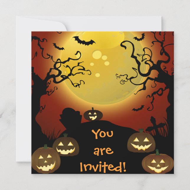 Lune d'Halloween Éffrayante, invitation aux chauve (Devant)