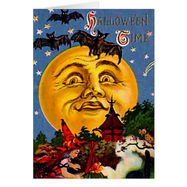 Lune d'Halloween vintage et sorcières (Devant)
