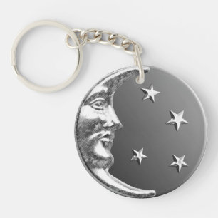 Lune et étoiles Art déco - Gris et argent