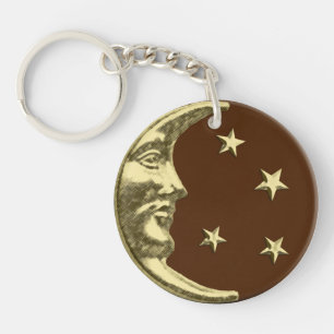 Lune et étoiles Art Déco - Marron chocolat et or