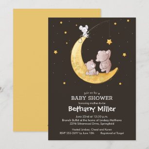 Lune et étoiles Bébé Douche Invitations