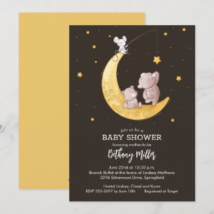 Lune et étoiles Bébé Douche Invitations
