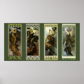 Lune et Étoiles par Alphonse Mucha Affiche
