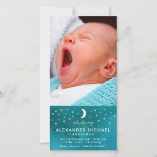 Lune et étoiles Photo Faire-part bébé