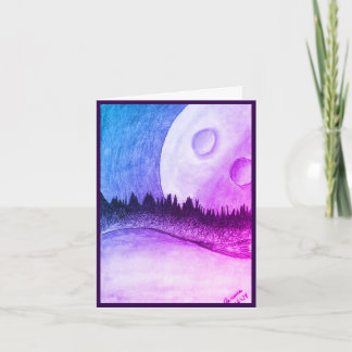 Lune et planète - Puple, Blank Invitation