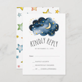 Lune et Stars Boy Baby shower RSVP