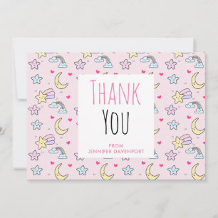 Lune, Étoiles et Nuages Motif sur Merci Rose