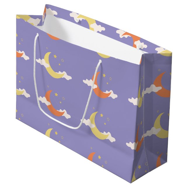 Lune & Étoiles Grand sac cadeau (Devant Angle)