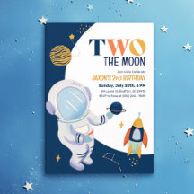 Lune Extra Space Kids 2e anniversaire Invitations
