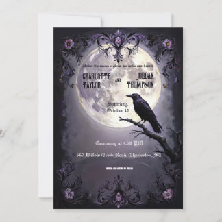 Lune gothique & Corbeau Mariage Invitations Style 