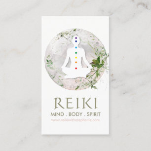 Lune magique et verdure Cartes de visite Reiki