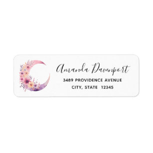 Lune rose Croissant avec Jolie Fleurs Adresse