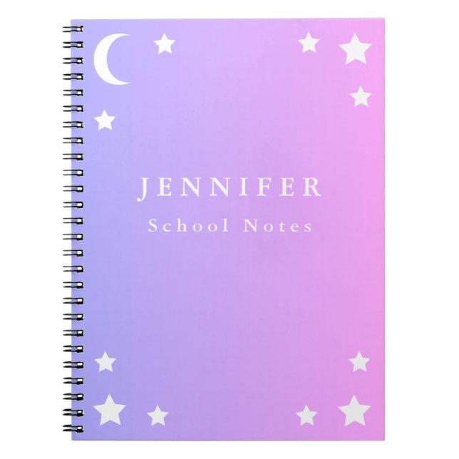 Lune rose pourpre et carnet de notes à spirale (Devant)