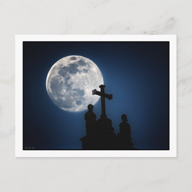 Lune sur la cathédrale de Cusco, Pérou. carte post (Devant)