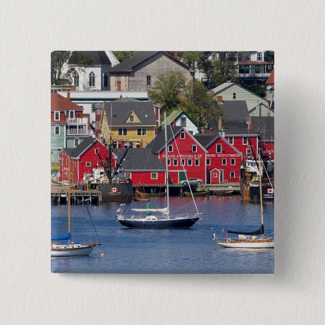 Lunenberg, Nova Scotia, Canada. 3 2 Inch Square Button (Front)